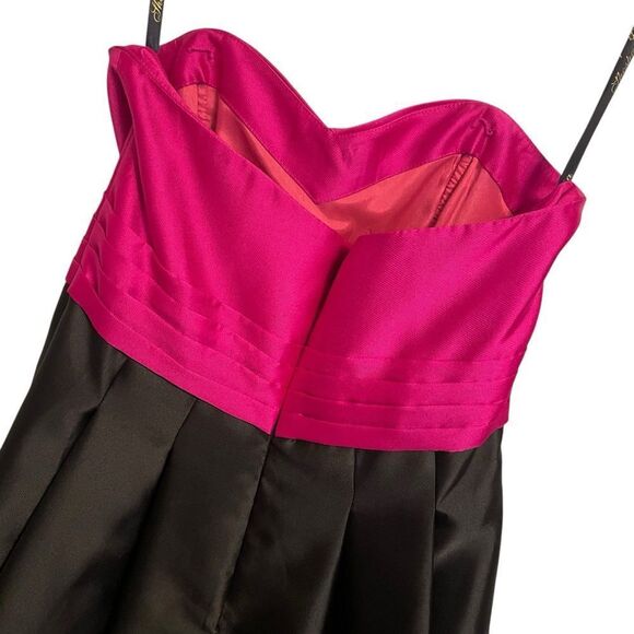 Shoshanna Midnight Strapless High Low Black Pink Wedding Prom Dress Size 2 NWT - Picture 5 of 7